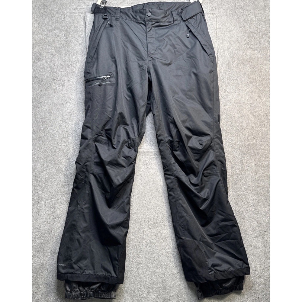 Eddie Bauer Women's Black Snow Pants Large WeathEdge Waterproof Insulated Winter